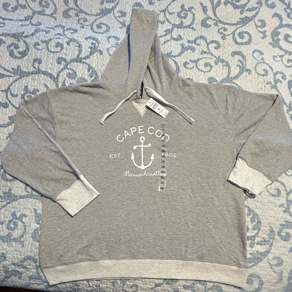 Gray Anchor Graphic Pullover Hoodie